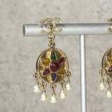 シャネル ココマーク カラーストーン フェイクパール ピアス GPゴールド - NEWSED