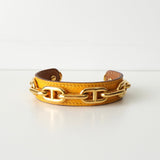 エルメス シェーヌダンクル レザー バングル イエロー / GPゴールド - NEWSED