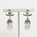 シャネル ココマーク ラインストーン スイング ドロップ パール ピアス GP - NEWSED