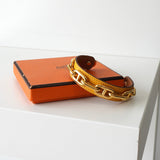 エルメス シェーヌダンクル レザー バングル イエロー / GPゴールド - NEWSED