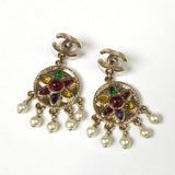 シャネル ココマーク カラーストーン フェイクパール ピアス GPゴールド - NEWSED