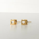 エルメス ミニ カージュドアッシュ Hキューブ ピアス ゴールド / オレンジ 箱付き - NEWSED