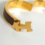 エルメス クリッククラックH PM バングル GP ゴールド / ブラウン - NEWSED