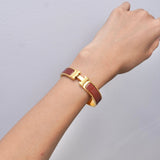 エルメス クリッククラックH PM バングル GP ゴールド / ブラウン - NEWSED