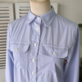 ローレン ラルフローレン ストライプ柄 ロング丈 シャツワンピース ブルー