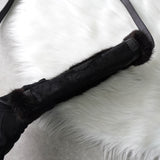 ロエベ スタッズ アナグラム ハラコレザー / ファー ショルダーバッグ ブラック