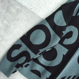 アディダス トレフォイル ビッグロゴ 総柄 ニット グレー / ブラック