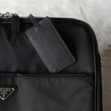 プラダ テスート ポコノ ナイロン / サフィアーノレザー トライアングルロゴ / キャリーバッグ ブラック