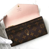 ルイ ヴィトン モノグラム ボルトフォイユ・サラ ローズ・バレリーヌ ICチップ内蔵 長財布 二つ折り財布 ブラウン M62235 - NEWSED