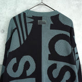 アディダス トレフォイル ビッグロゴ 総柄 ニット グレー / ブラック