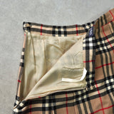 バーバリー ノバチェック ウール プリーツスカート ベージュ