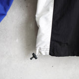 アディダス ナイロンジャケット ロゴプリント ブラック×ブルー Lサイズ - NEWSED