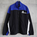 アディダス ナイロンジャケット ロゴプリント ブラック×ブルー Lサイズ - NEWSED