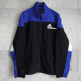 アディダス ナイロンジャケット ロゴプリント ブラック×ブルー Lサイズ - NEWSED