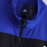 アディダス ナイロンジャケット ロゴプリント ブラック×ブルー Lサイズ - NEWSED