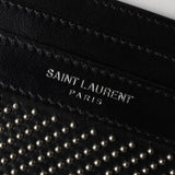 サンローラン パリ スタッズ レザー パスケース カードケース ブラック / シルバー
