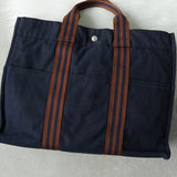 エルメス フールトゥMM キャンバス ハンドバッグ ネイビー / ブラウン