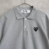 プレイ コムデギャルソン ハートロゴパッチ 半袖ポロシャツ グレー LLサイズ AD2008 - NEWSED