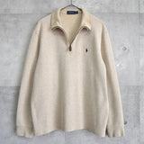 ポロラルフローレン ハーフジップ ハイネック スウェット アイボリー L〜XL相当 - NEWSED