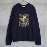 メゾン キツネ トロフィー フォックス プリント スウェット トレーナー ネイビー Mサイズ - NEWSED