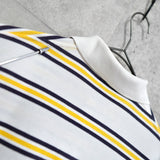 ポロスポーツ ラルフローレン 星条旗ロゴ ワンポイント刺繍 ボーダー柄 半袖ポロシャツ ホワイト / イエロー / ネイビー メンズM相当 - NEWSED