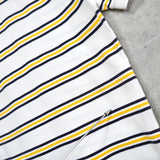 ポロスポーツ ラルフローレン 星条旗ロゴ ワンポイント刺繍 ボーダー柄 半袖ポロシャツ ホワイト / イエロー / ネイビー メンズM相当 - NEWSED