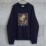 メゾン キツネ トロフィー フォックス プリント スウェット トレーナー ネイビー Mサイズ - NEWSED