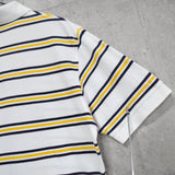 ポロスポーツ ラルフローレン 星条旗ロゴ ワンポイント刺繍 ボーダー柄 半袖ポロシャツ ホワイト / イエロー / ネイビー メンズM相当 - NEWSED