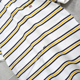 ポロスポーツ ラルフローレン 星条旗ロゴ ワンポイント刺繍 ボーダー柄 半袖ポロシャツ ホワイト / イエロー / ネイビー メンズM相当 - NEWSED