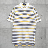 ポロスポーツ ラルフローレン 星条旗ロゴ ワンポイント刺繍 ボーダー柄 半袖ポロシャツ ホワイト / イエロー / ネイビー メンズM相当 - NEWSED