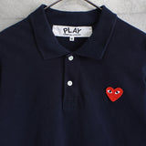 プレイ コムデギャルソン ハートロゴパッチ 半袖ポロシャツ ネイビー Mサイズ AD2020 - NEWSED