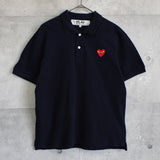 プレイ コムデギャルソン ハートロゴパッチ 半袖ポロシャツ ネイビー Mサイズ AD2020 - NEWSED