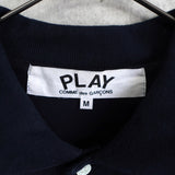 プレイ コムデギャルソン ハートロゴパッチ 半袖ポロシャツ ネイビー Mサイズ AD2020 - NEWSED