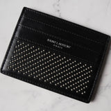 サンローラン パリ スタッズ レザー パスケース カードケース ブラック / シルバー