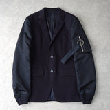 ジバンシィ 異素材切り替え MA - 1 ドッキング シングル テーラードジャケット ネイビー - NEWSED