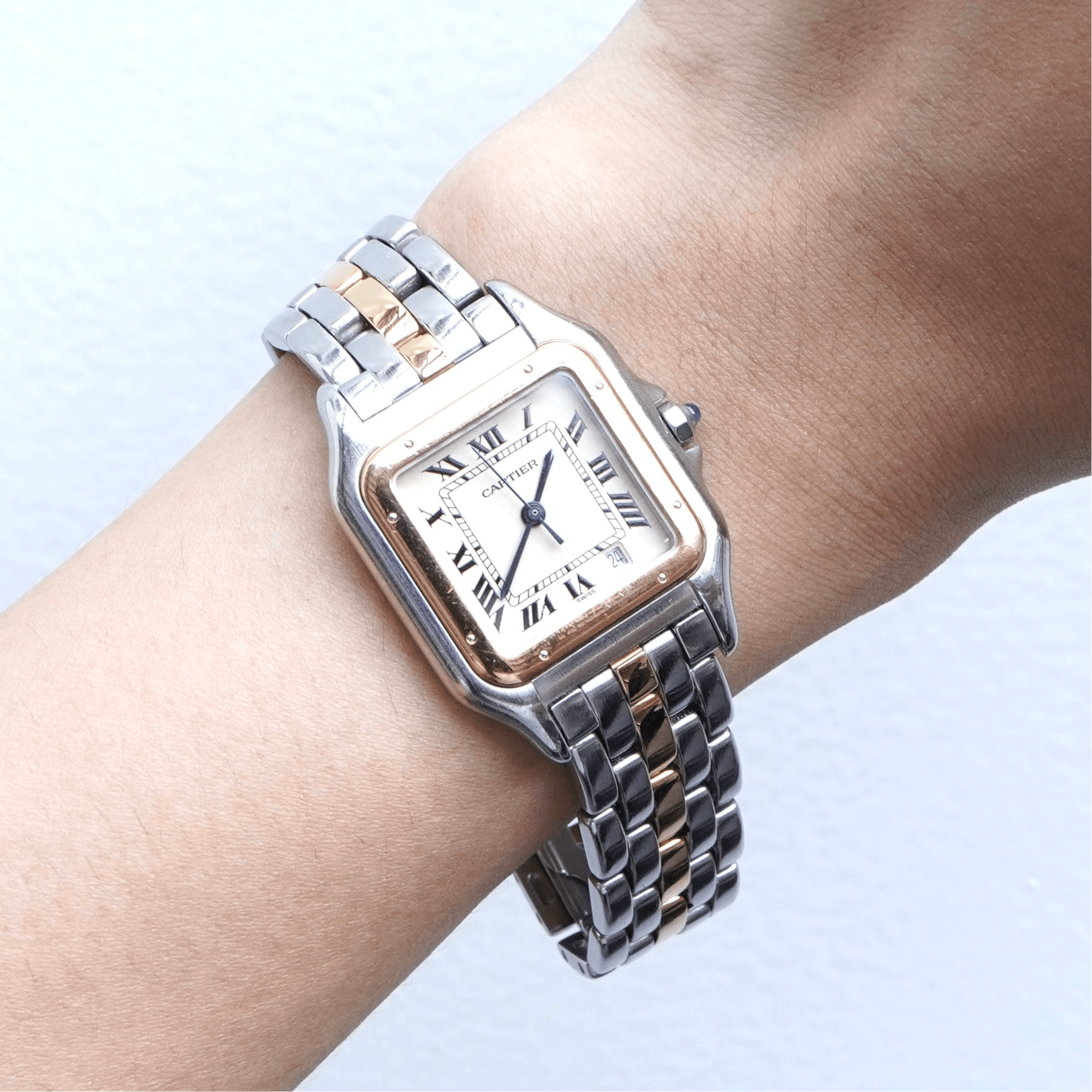 カルティエ パンテールMM 1ロウ 187949 004093 SS / イエローゴールド