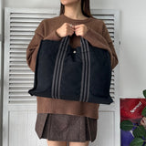 エルメス フールトゥ MM キャンバス ハンドバッグ ブラック グレー - NEWSED