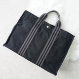 エルメス フールトゥMM キャンバス ハンドバッグ ブラック / グレー - NEWSED