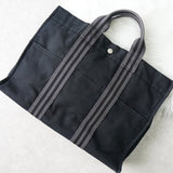 エルメス フールトゥMM キャンバス ハンドバッグ ブラック / グレー - NEWSED