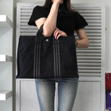 エルメス フールトゥMM キャンバス ハンドバッグ ブラック / グレー - NEWSED