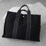 エルメス フールトゥ MM キャンバス ハンドバッグ ブラック グレー - NEWSED