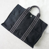 エルメス フールトゥMM キャンバス ハンドバッグ ブラック / グレー - NEWSED