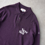 Newsed ロゴ リメイク ポロ ニット 襟付き パープル No.463 - NEWSED
