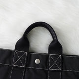 エルメス ドーヴィルPM キャンバス ハンドバッグ ブラック / ホワイトステッチ