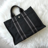 エルメス フールトゥ PM キャンバス ハンドバッグ ネイビー / グレー - NEWSED