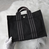 エルメス フールトゥPM キャンバス ハンドバッグ ブラック / グレー - NEWSED