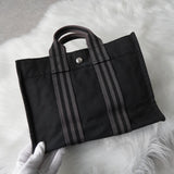 エルメス フールトゥPM キャンバス ハンドバッグ ブラック / グレー - NEWSED