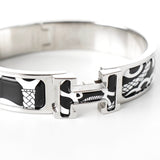 エルメス クリッククラックPM Panoplie Equestre 乗馬の装具一式 バングル シルバー ブラック ホワイト 箱付き - NEWSED