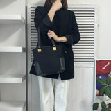 サルバトーレ フェラガモ ナイロンキャンバス レザー トートバッグ ハンドバッグ ブラック - NEWSED