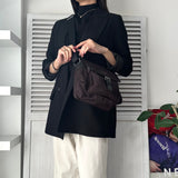 プラダ テスート / レザー ショルダーバッグ 三角プレート トライアングルロゴ ブラウン / ブラック - NEWSED